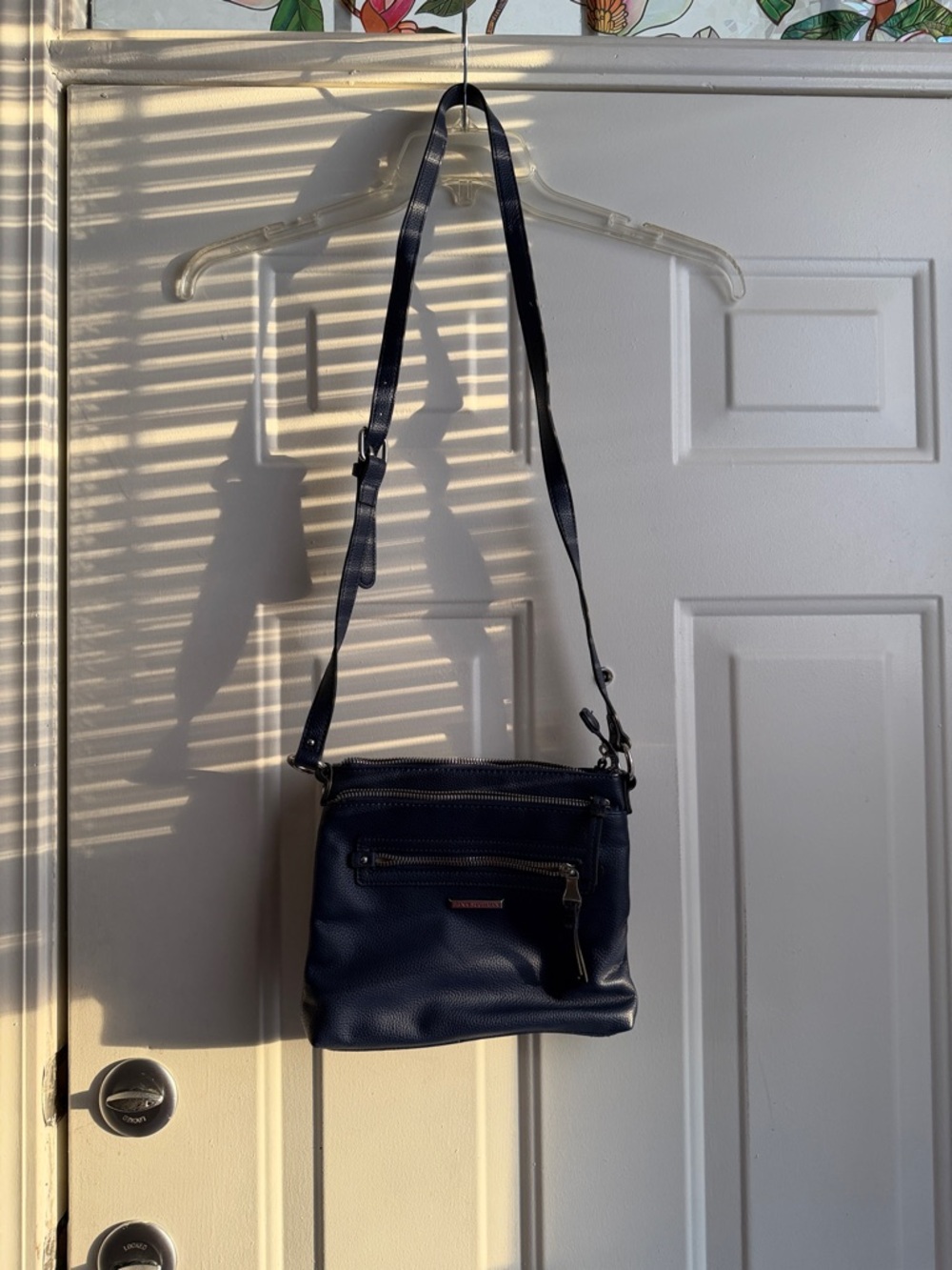 Navy Crossbody Bag with Front Zipper Pocket